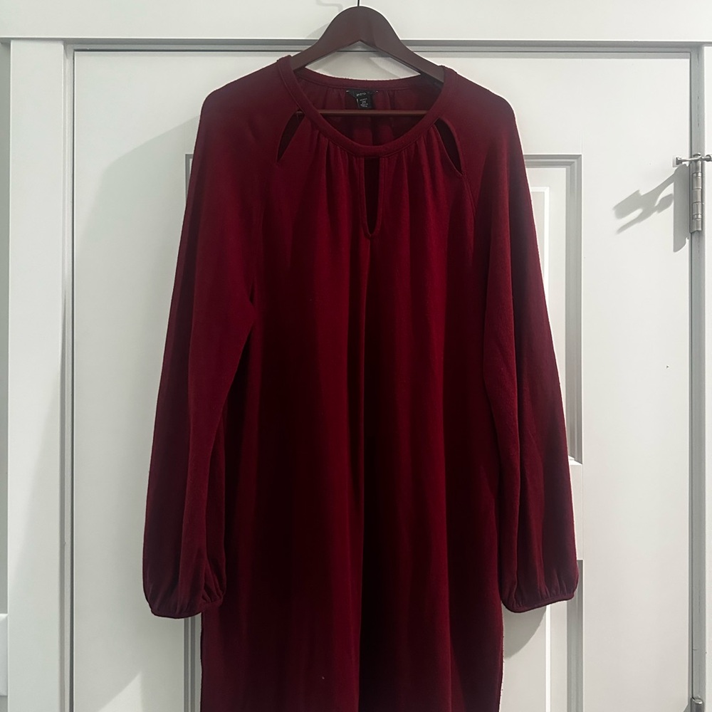 intro Burgundy Long Sleeve Dress